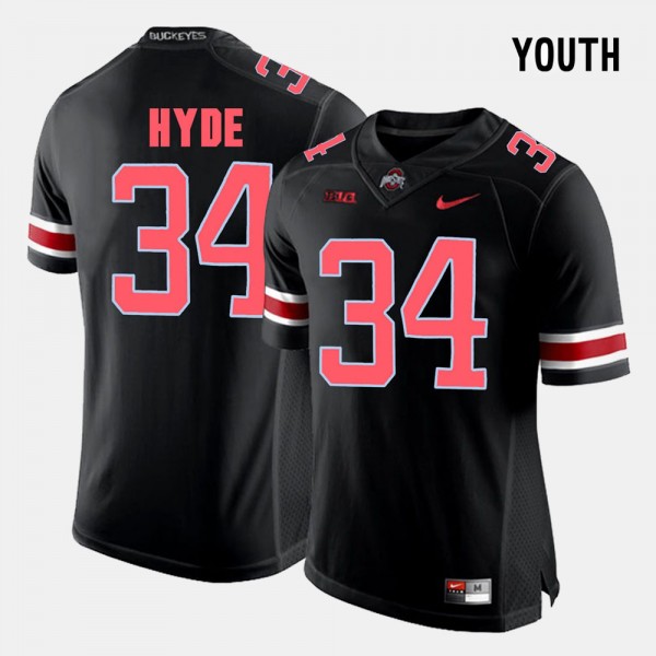 Ohio State Buckeyes CameCarlos Hyde Youth #34 Black College Football Jersey 2404WAVW0